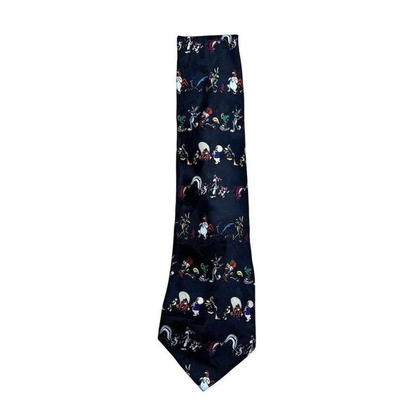 Vintage 1995 Looney Tunes Silk Tie Bugs Bunny Daffy Duck Marvin - Picture 2 of 4
